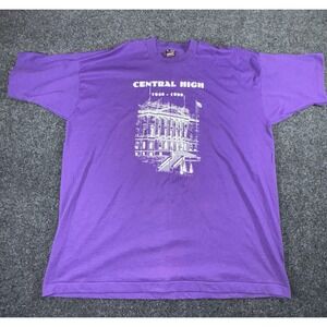 Vintage 90s Central High Shirt XXL Purple Graphic Tee 1946-1996 Fruit Loom USA